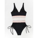 Women's High Waisted Bikini Sets Two Piece Tummy Control Swimsuit Color Block Bathing Suits - Image 8