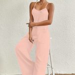 Ladies' Solid Color Chest Pleated Design Cross Suspender Sexy Jumpsuit - Image 4