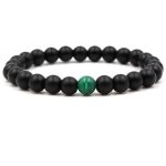 Classic Black Matte Green Malachite Bracelets Suitable Women Men Elastic Strand Jewelry - Image 4