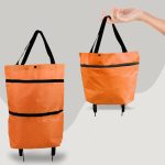 2 in 1 Foldable Shopping Cart with Wheels Premium Oxford Fabric Multifunction Shopping Bag Organizer High Capacity - Image 4