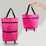 2 in 1 Foldable Shopping Cart with Wheels Premium Oxford Fabric Multifunction Shopping Bag Organizer High Capacity - Image 2