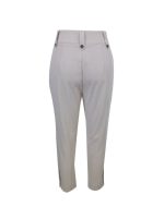 Women's Solid Color Non Elastic Belt Button Detail Four Season Fashion Pants - Image 2