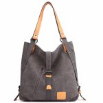 Ladies Canvas Tote Bag Multifunctional Purse Handbag Adjustable Shoulder Rucksack Convertible Backpack Wear-Resistant Dirt-Proof For Women School Office Travel - Image 9