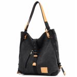 Ladies Canvas Tote Bag Multifunctional Purse Handbag Adjustable Shoulder Rucksack Convertible Backpack Wear-Resistant Dirt-Proof For Women School Office Travel - Image 8