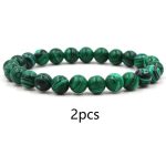 Classic Black Matte Green Malachite Bracelets Suitable Women Men Elastic Strand Jewelry - Image 2