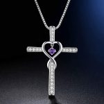 Infinity Love God We Trust Christian Cross Birthstone Crystal Pendant Necklace Colour Gems Zircon Heart Necklace Women Jewelry - Image 4