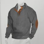 Stand Collar Long Sleeve Jacquard Knitted Pullover Sweater - Image 6