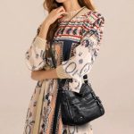 Women Shoulder Bag Large Capacity Washed Leather Messenger Bags Multi Zipper - Image 7