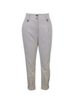 Women's Solid Color Non Elastic Belt Button Detail Four Season Fashion Pants - Image 3