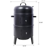 Charcoal Smoked Grill, Outdoor Cooking, 16 Inch Vertical Smoker Portable Grill Suitable For Camping, Black - Image 5