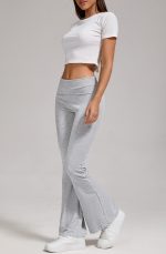 Sports, Leisure And Exercise Women's Low Waisted Flared Pants With Exposed Navel And Folded Waist Wide Leg Pants - Image 8