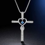 Infinity Love God We Trust Christian Cross Birthstone Crystal Pendant Necklace Colour Gems Zircon Heart Necklace Women Jewelry - Image 7