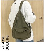 Canvas Sling Bag, Solid Color Crossbody Bag, Women's Simple Chest Purse - Image 7