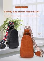 Women Chest Bag Sling Bag, Guitar Strap Small Crossbody PU Leather Satchel Daypack - Image 3