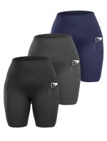 Set Of 3 - Yoga Pants - Three Points High Waist To Tuck The Abdomen
