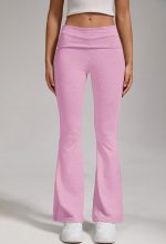 Sports, Leisure And Exercise Women's Low Waisted Flared Pants With Exposed Navel And Folded Waist Wide Leg Pants - Image 5