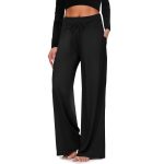 Wide-leg Pants - Cropped Pockets Solid Black