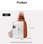 Women Chest Bag Sling Bag, Guitar Strap Small Crossbody PU Leather Satchel Daypack - Image 2