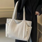 Simple Corduroy Commuter Shoulder Bag Female New Large Capacity Student Commuting To Class Messenger Bag Texture Female Bag - Image 5