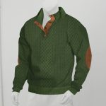 Stand Collar Long Sleeve Jacquard Knitted Pullover Sweater - Image 3