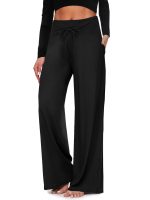 Wide-leg Pants - Cropped Pockets Solid Black - Image 4