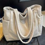 Simple Corduroy Commuter Shoulder Bag Female New Large Capacity Student Commuting To Class Messenger Bag Texture Female Bag