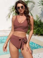 Twist High Waisted Bikini For Women Spaghetti Wide Strap Bathing Suit Knotted Bikini Swimsuits Tummy Control Swimwear - Image 8