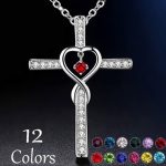 Infinity Love God We Trust Christian Cross Birthstone Crystal Pendant Necklace Colour Gems Zircon Heart Necklace Women Jewelry - Image 9