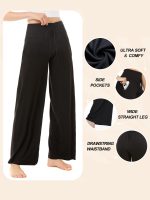 Wide-leg Pants - Cropped Pockets Solid Black - Image 5