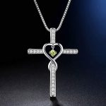 Infinity Love God We Trust Christian Cross Birthstone Crystal Pendant Necklace Colour Gems Zircon Heart Necklace Women Jewelry - Image 6