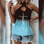 Ladies' Printed Backless Chest Hollow Hanging Neck Fashionable Casual Camisole Top