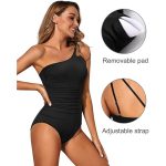 Women's Tummy Control One Piece Swimsuit, One Shoulder Full Coverage Bathing Suit - Image 8