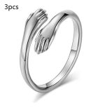 Alloy Simple Hands Hug Ring Opening Adjustable Jewelry - Image 10