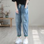 Women's Summer Fashion Ripped Ninth Jeans - Image 2