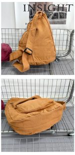 Canvas Sling Bag, Solid Color Crossbody Bag, Women's Simple Chest Purse - Image 3