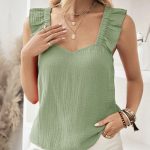 Ladies' Black Fungus Edge Solid Color Versatile Casual Style Small Fresh Back V-shaped Detail Fashionable Vest Top - Image 2