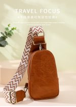 Women Chest Bag Sling Bag, Guitar Strap Small Crossbody PU Leather Satchel Daypack - Image 9