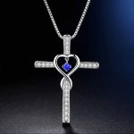 Infinity Love God We Trust Christian Cross Birthstone Crystal Pendant Necklace Colour Gems Zircon Heart Necklace Women Jewelry - Image 3