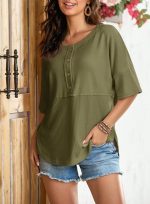 Women's Waffle Knit Top Fashion - Image 4