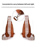 Women Chest Bag Sling Bag, Guitar Strap Small Crossbody PU Leather Satchel Daypack - Image 7