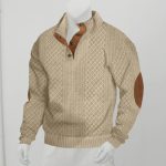 Stand Collar Long Sleeve Jacquard Knitted Pullover Sweater - Image 8