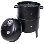 Charcoal Smoked Grill, Outdoor Cooking, 16 Inch Vertical Smoker Portable Grill Suitable For Camping, Black