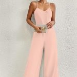 Ladies' Solid Color Chest Pleated Design Cross Suspender Sexy Jumpsuit - Image 3