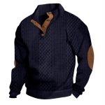 Stand Collar Long Sleeve Jacquard Knitted Pullover Sweater - Image 2