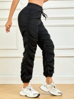 Ladies' Solid Color Ankle Drawstring Details, Casual And Elegant Style Pants - Image 2