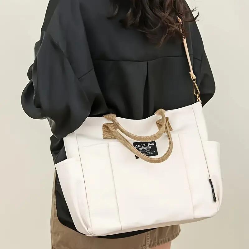 f73018c0-7b21-4ff3-87a0-400ae957669b.jpg Multi Pocket Tote Bag For Women, Retro Canvas Shoulder Bag, Versatile Crossbody Bag For Daily Use - Image 1