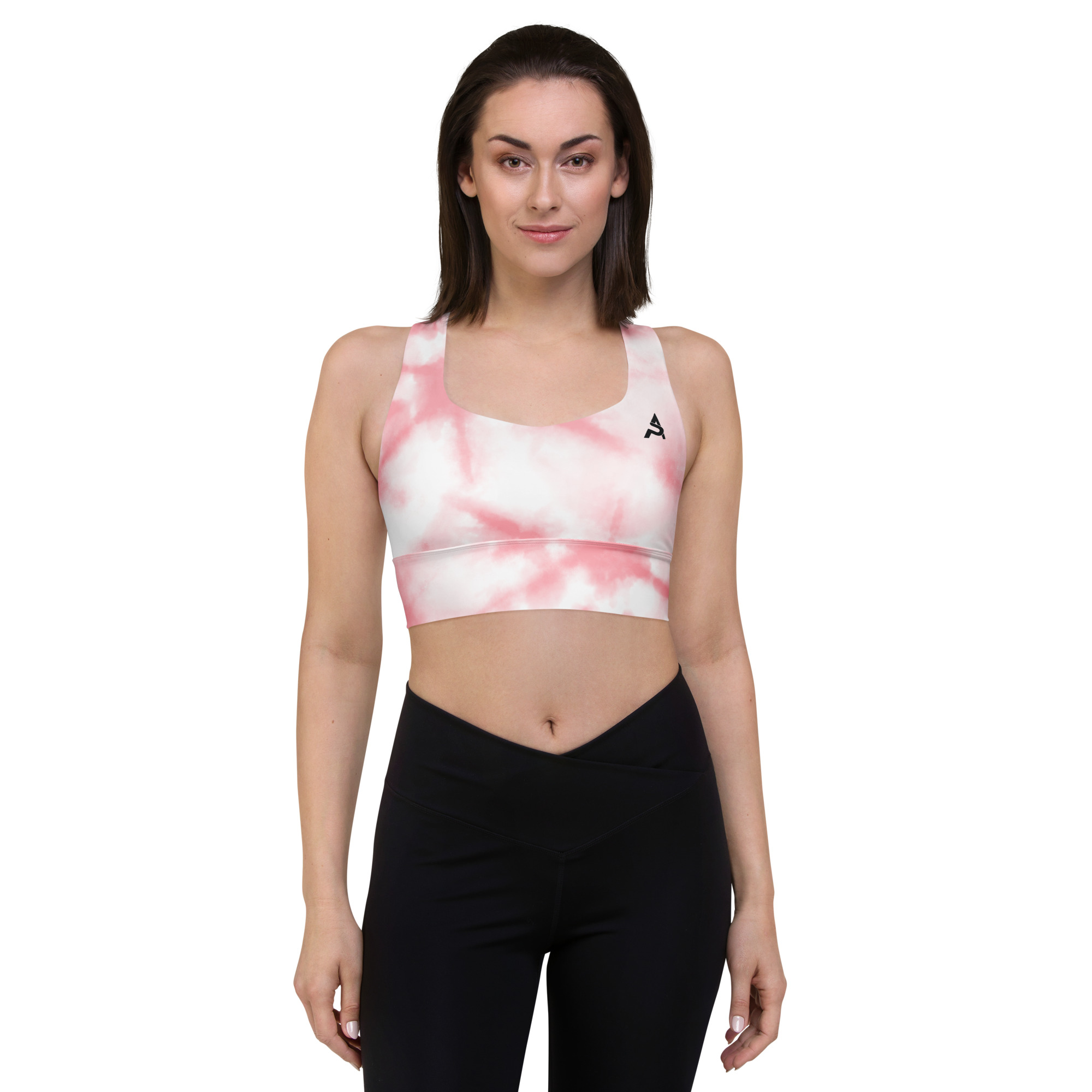 all-over-print-recycled-longline-sports-bra-white-front-6893c9178ca80.jpg Recycled Longline Sports Bra - Image 1